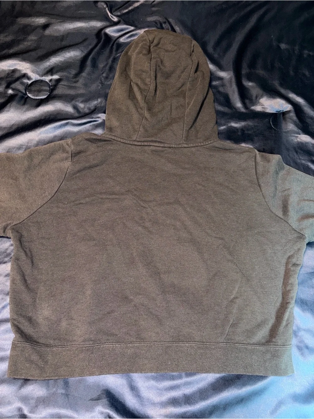 Nike Black Crewneck Crop Hoodie with White Swoosh